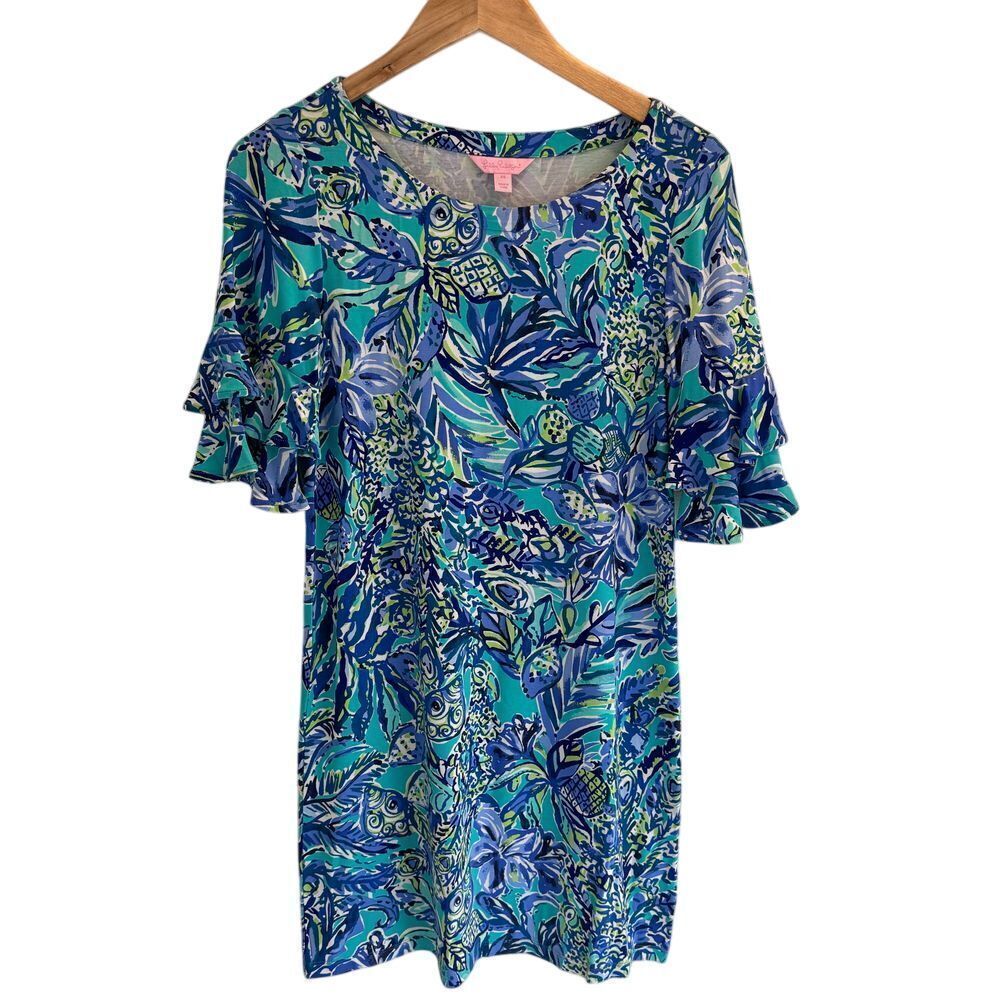 Lilly Pulitzer Lula Dress Bennet Blue Sneak a Peak Women's Size XS Preppy Beachy - Picture 2 of 10